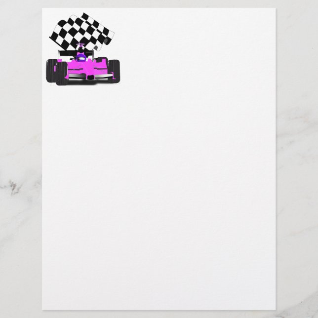 Carro Race Rosa Girly com Bandeira Verificada (Frente)