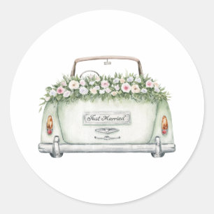 Carro Recém-Casados Adesivo Aquarela