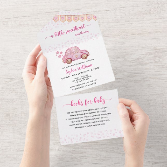 Carro Rosa de São Valentim Querido Bebê (Aba destacável)