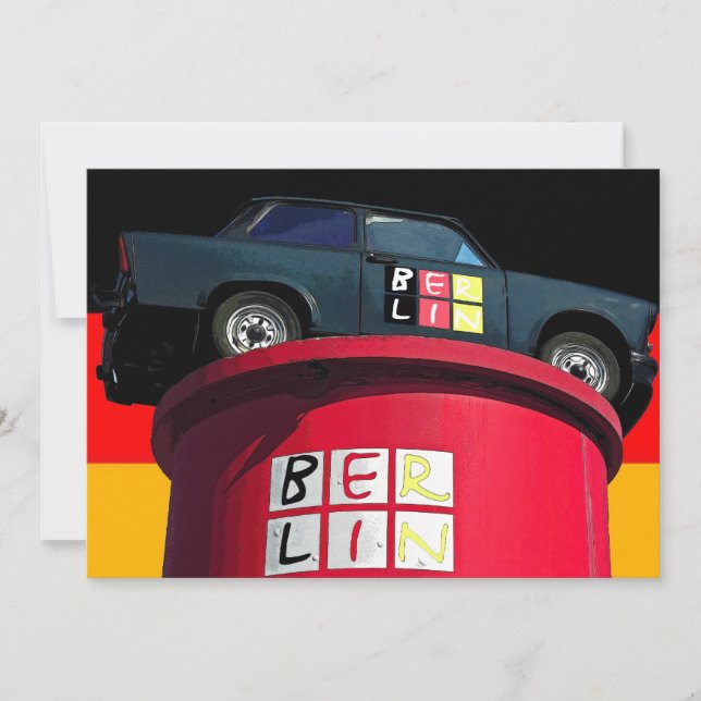 Carro Trabant, bandeira alemã, logotipo Berlim (Frente)