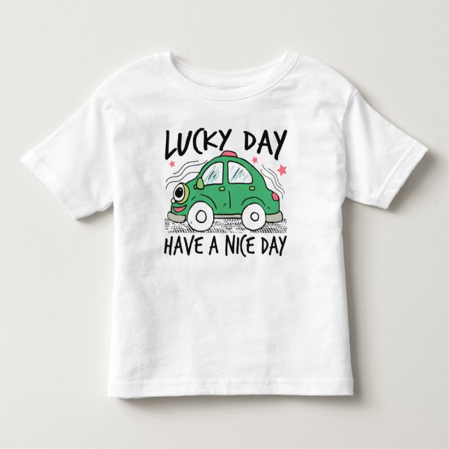 Carro Verde Bonito, Dia Sortudo, Toddler T-Shirt (Frente)