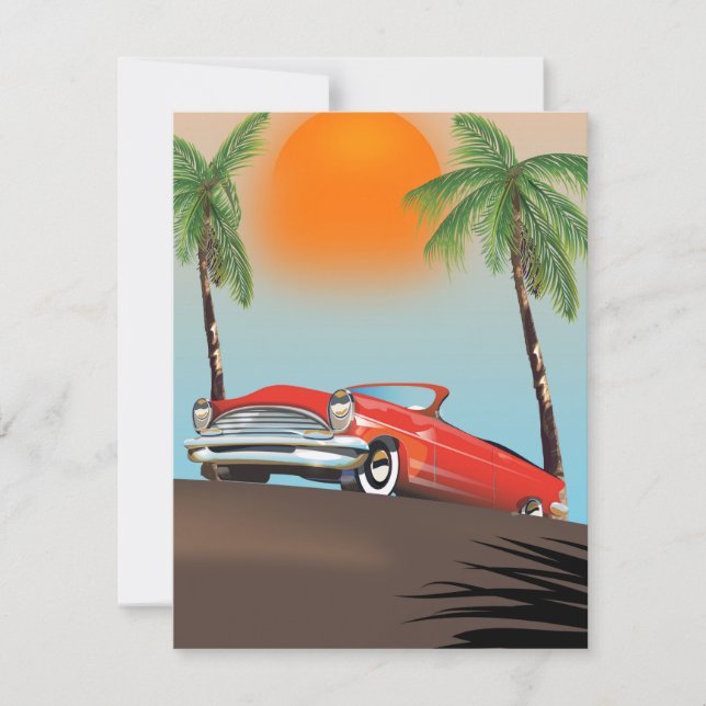 Carro Vermelho Clássico Vintage No Paraíso (Frente)