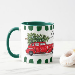 carro vintage com caneca preto, monograma, caneca 