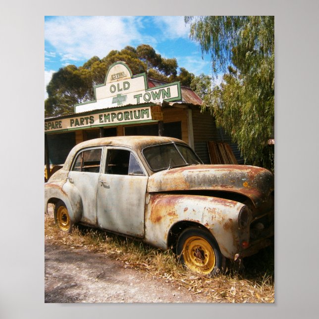 Carro vintage E Garagem, Poster (Frente)