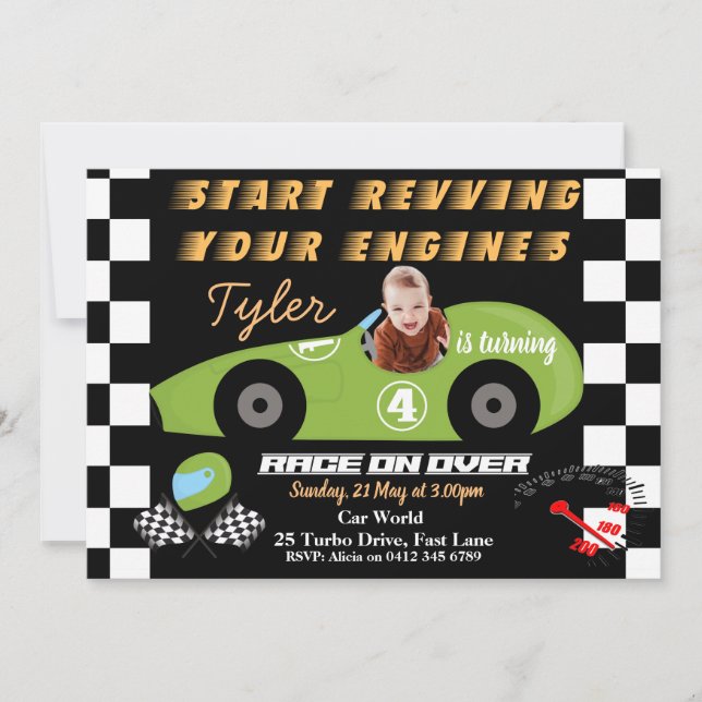 Carros 4.o Convite de Aniversário (Frente)