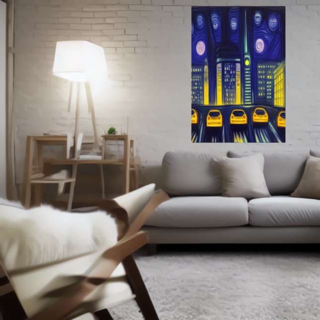 Carros amarelos na cidade | AI Art Poster (Criador carregado)