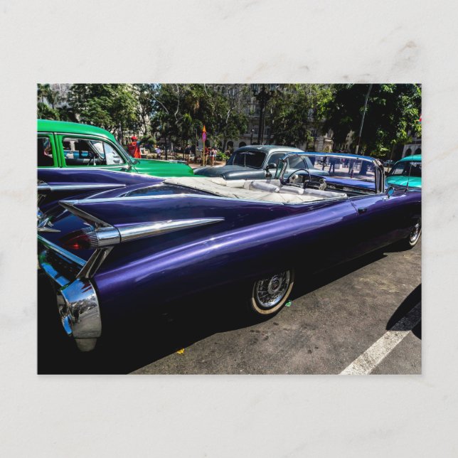 Carros Clássicos de Cuba Conversível Roxo Cartão P (Frente)