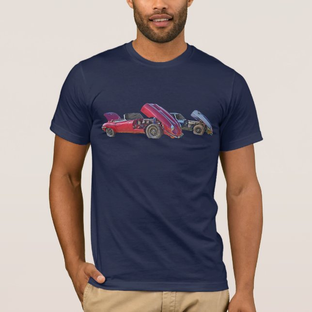 Carros Clássicos Do Tipo E Abstrato T-Shirt (Frente)