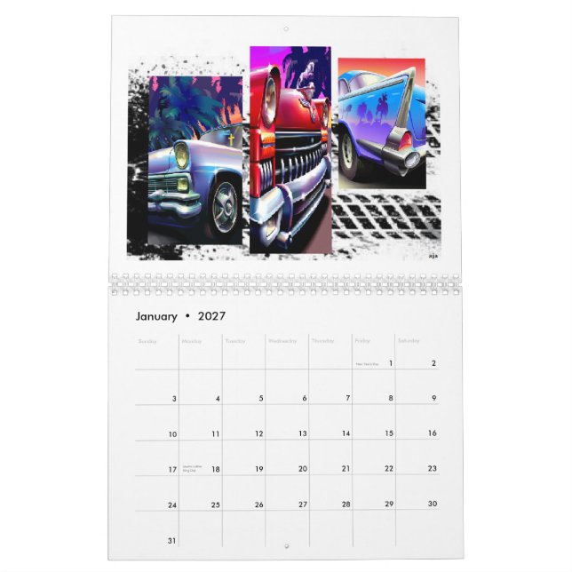 Carros clássicos feitos sob encomenda calendário (Jan 2027)