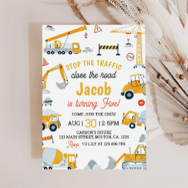 Carros de Construção Convite de Aniversário