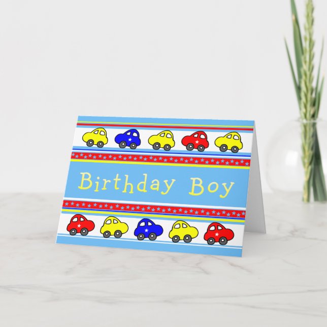 Carros e Estrelas Cartões de Aniversário (Frente)