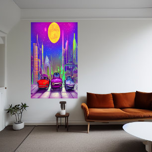 Carros na cidade   AI Art Poster