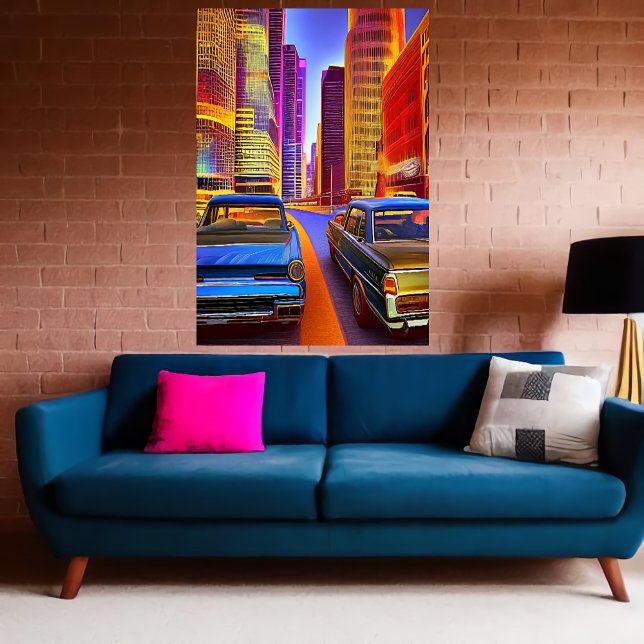 Carros na cidade | AI Art Poster (Criador carregado)