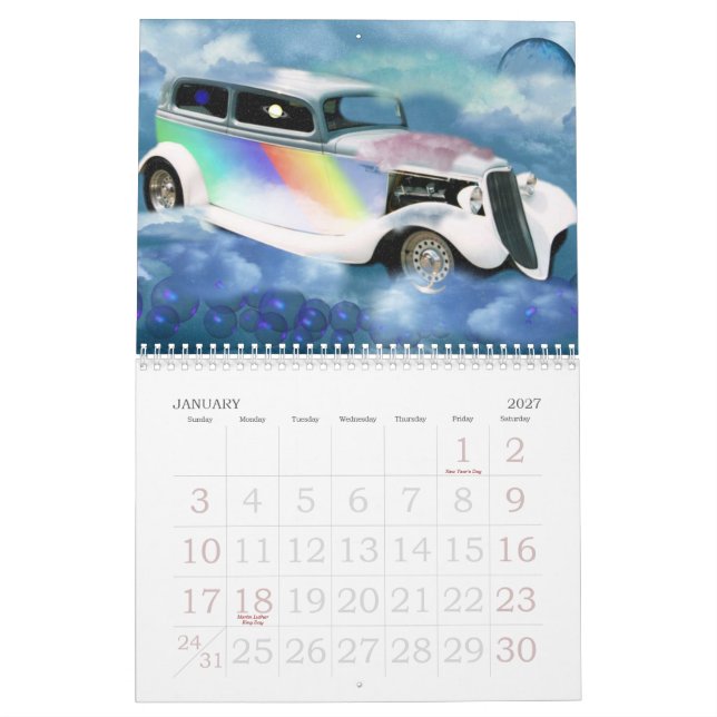 Carros no calendário das nuvens pelo valxart (Jan 2027)