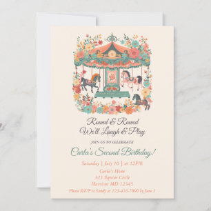 Carrossel Carnaval Segundo Convite de Aniversário