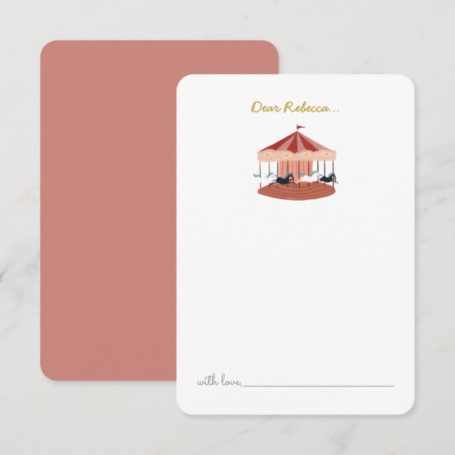 Carrossel rosa - Cartões de agradecimentos da cáps (Frente/Verso)