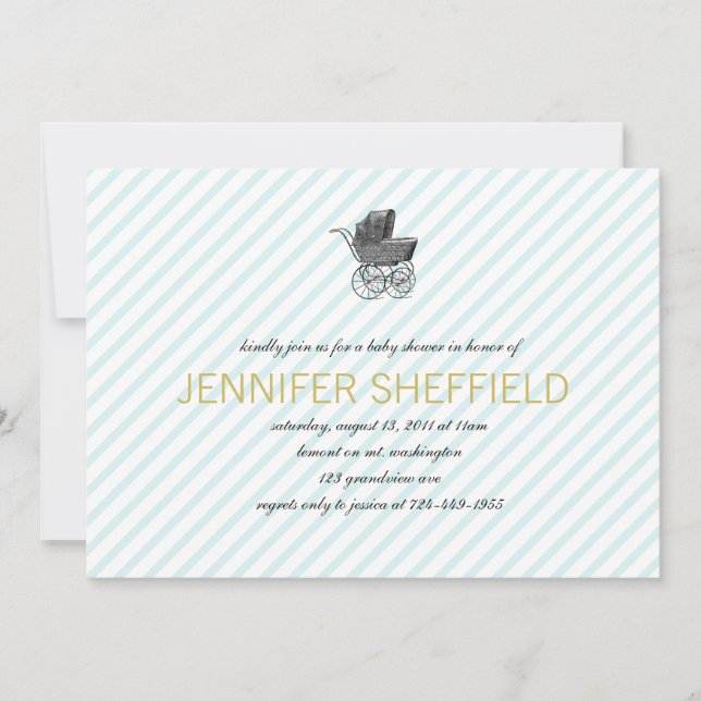 Carruagem de Vintage - Convite para Chá de fraldas (Frente)