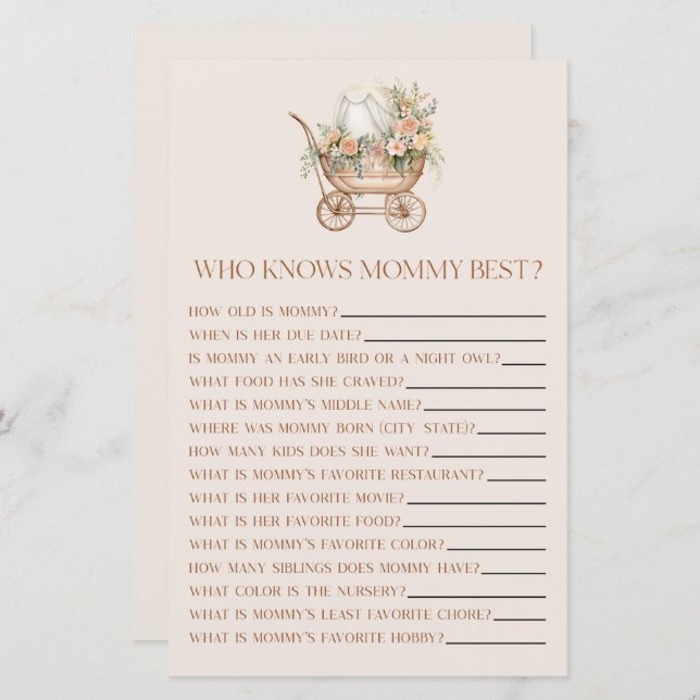 Carruagem Floral Que Conhece O Jogo Do Chá de fral (Frente/Verso)