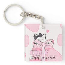 Carry Love & Books – Chaveiro de Acrílico de Gato