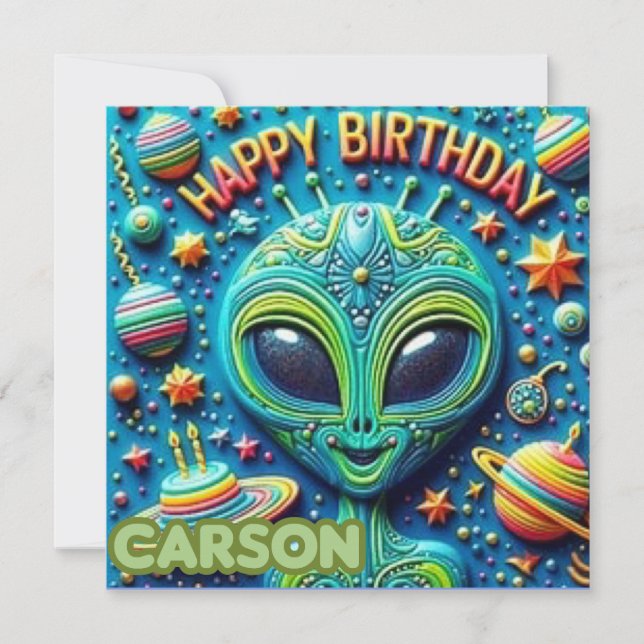 CARSON ~ Cartão de Aniversário ~ Alienígena ~ ~ (Frente)