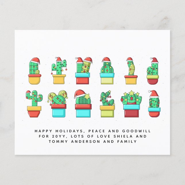 Carta Anual Personalizada do Cacto do Natal com Ca (Frente)