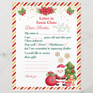 Carta ao Papai Noel Lista de Desejos de Natal para