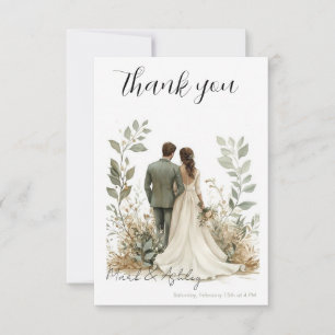 Carta de agradecimento de casamento com tema botân