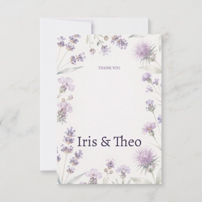 Carta de Agradecimento de Casamento Lavanda Flor S (Frente)