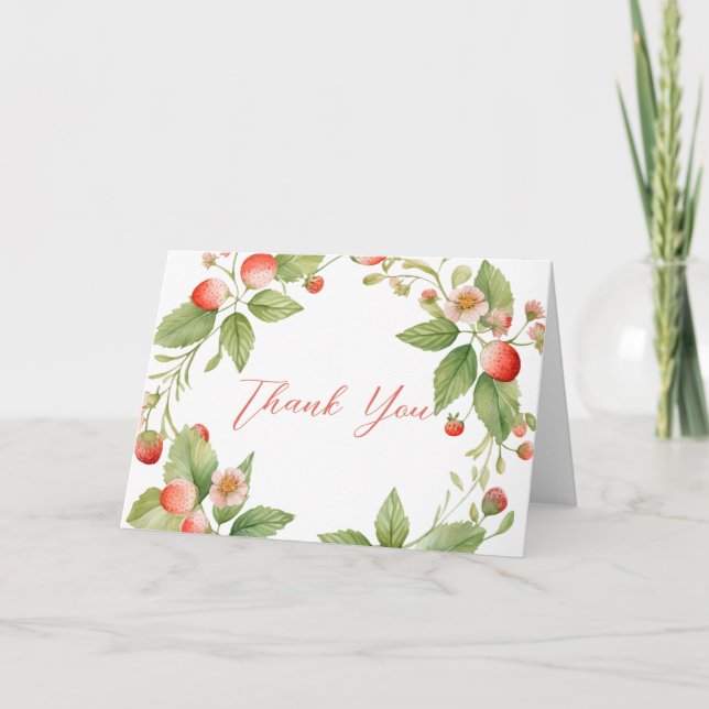 Carta de Agradecimento do Chuveiro de Morango Doce (Frente)