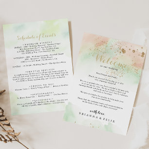 Carta de Boas-vindas Confetti Dourada Watercolor
