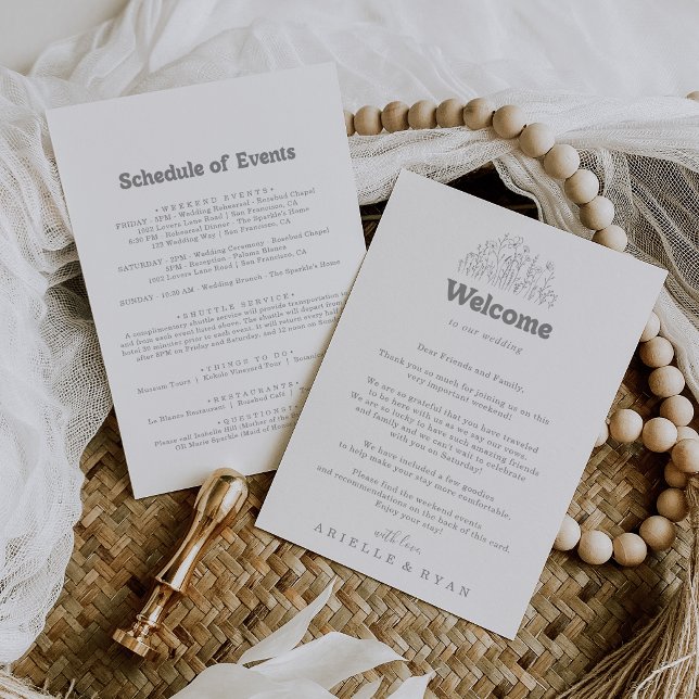 Carta de Boas-Vindas de Casamento com Flor Silvest (Criador carregado)
