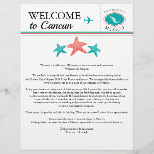 Carta de Boas-Vindas de Casamento Coral Turquesa p