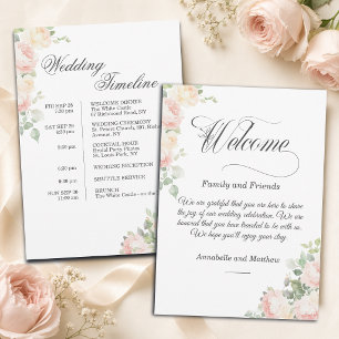 Carta de Boas-Vindas de Casamento Floral e Cartão 