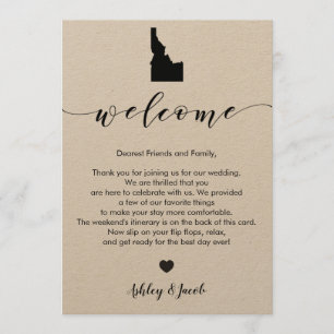 Carta de Boas-Vindas do Idaho Wedding & Cartão Iti