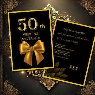 carta de casamento elegante e Dourada de 50 anos