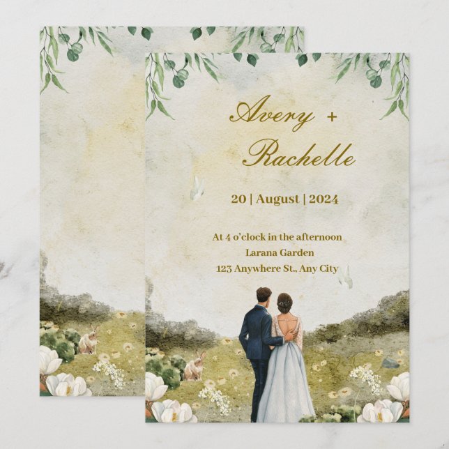 Carta de Convite de Casamento (Frente/Verso)