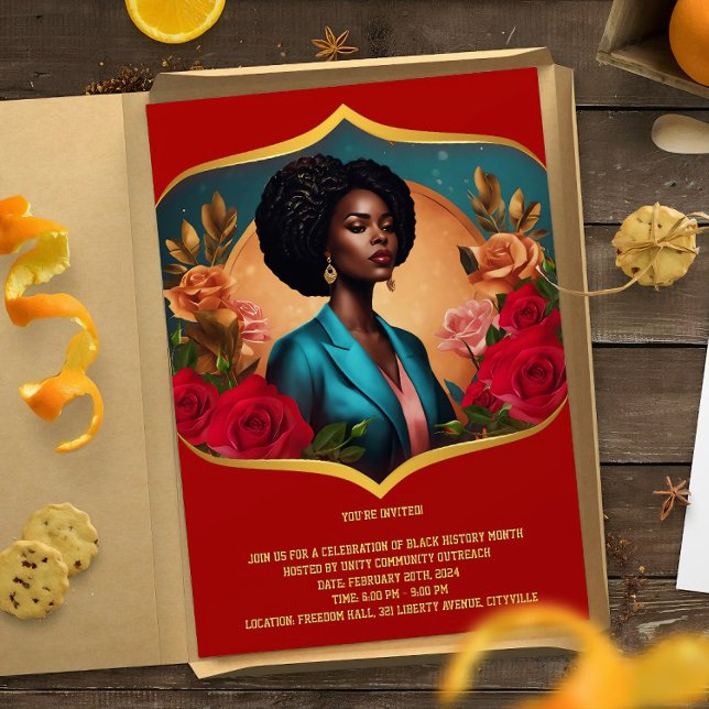 Carta de Convite para Celebração do Mês de Históri (Black History Month Celebration Invitation, black history month, african american, black history)