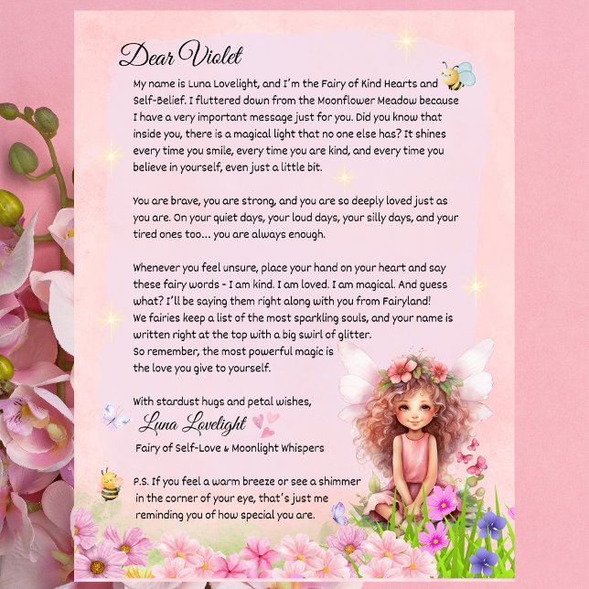Carta de Lembrança da Fada da Crença Mágica das Me (Personalized Self-Love Fairy Letter for Girls – Encouraging & Magical Gift)