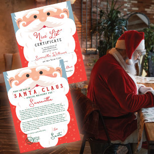 Carta de Natal Certificado da Lista Legal do Papai