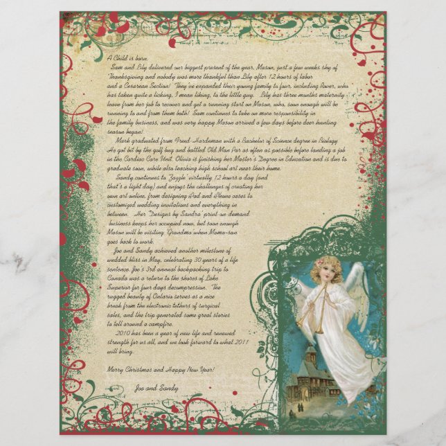 Carta de Natal do Anjo Vintage (Frente)