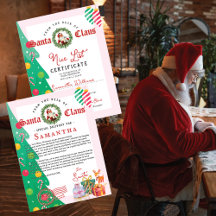 Carta de Natal do Papai Noel Certificado da Lista