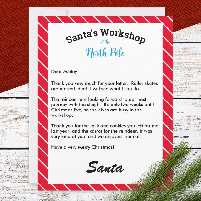 Carta de Natal Personalizada Resposta de Papais no (A magical letter from Santa to your child, personalized with your own text and child's name)