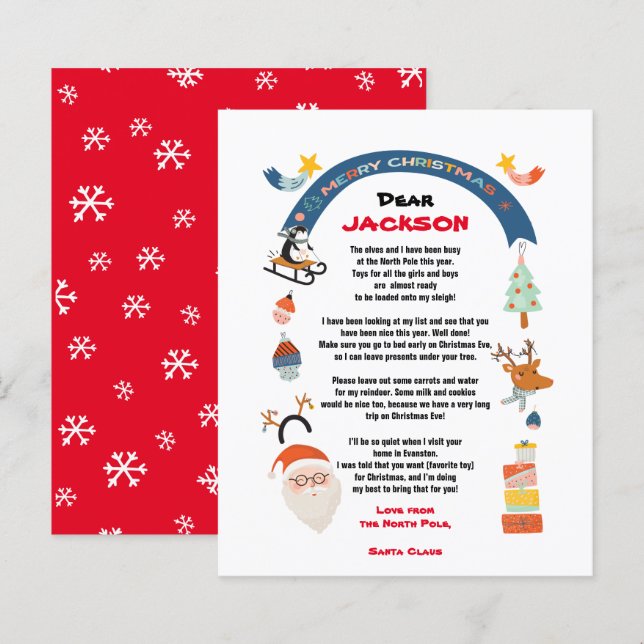 Carta de Papais noeis do Polo Norte (Frente/Verso)