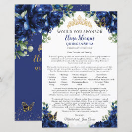 Carta de pedido de patrocínio Royal Blue Quinceane