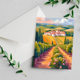 Carta de pintura de aquarela do campo toscano Itál