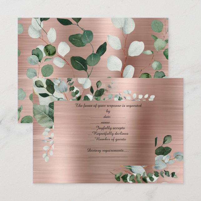 CARTA DE RESPOSTA BOTÂNICA EM ROSE GOLD LUXO (Frente/Verso)