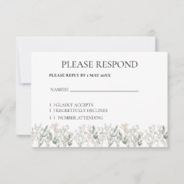 carta de RSVP de flor silvestre boho da floresta