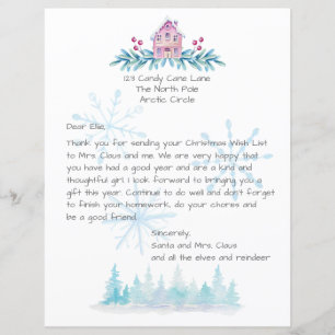 Carta de Santa Claus Watercolor Snow