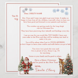 Carta do Papai Noel Flocos de Neve Rena