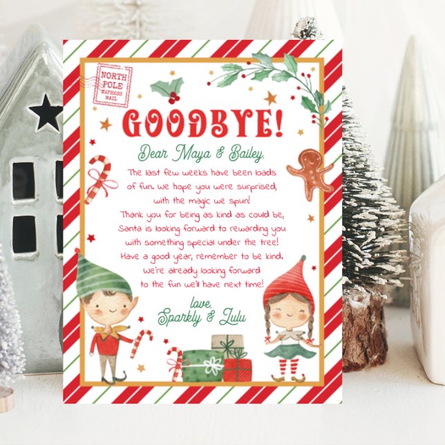 Carta Elf Personalizada (Goodbye elf letter to celebrate your time with your Christmas elf. Say goodbye to your Christmas Elf)